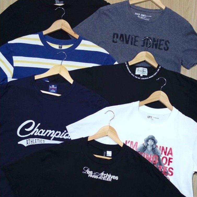 รวมเเบนรด์ แท้ คอกลม uniqlo,Champion,muji,GIORDANO' h&m..มือ2สภาพดีผ้าดี