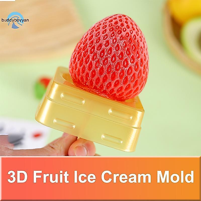 Teeny-weeny Food-Safe Fruits Ice Cream Mold 3D Strawberry Mango Peach Design Easy Release Cake, Choc