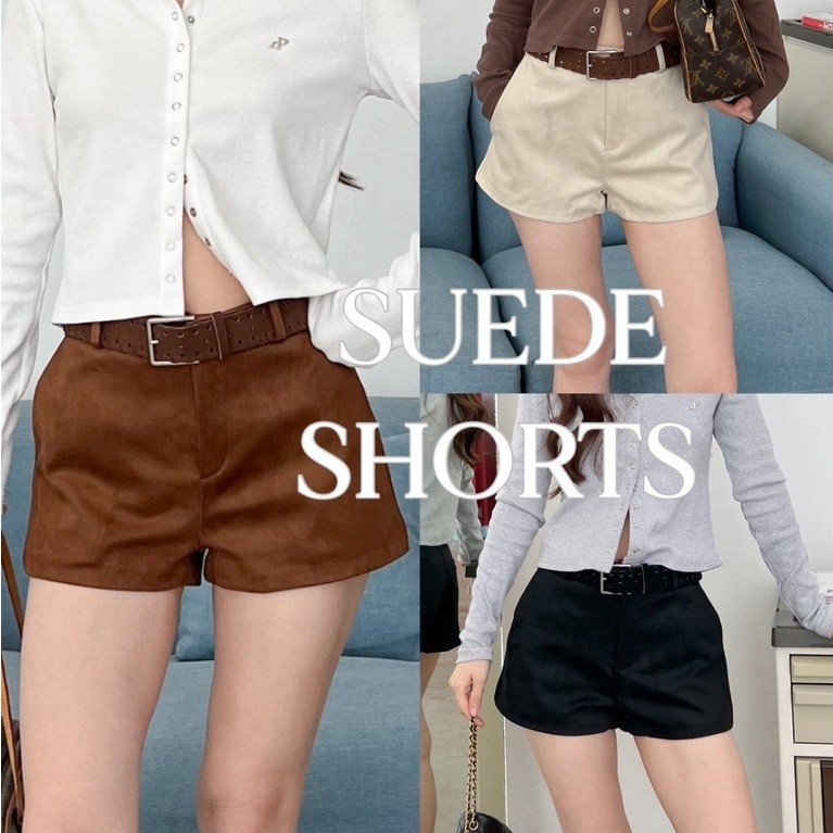 SHOP.POPO-Suede shorts กางเกงขาสั้นหนังกลับ