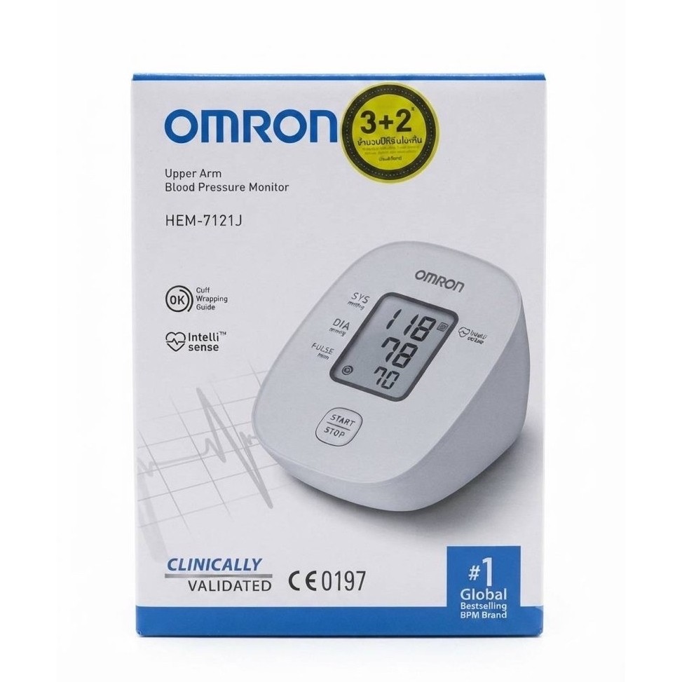 OMRON รุ่น HEM-7121J เป็นเครื่องวัดความดันโลหิตแบบดิจิตอลชนิดรัดต้นแขน ที่ออกแบบมาให้ใช้งานง่าย เหมา