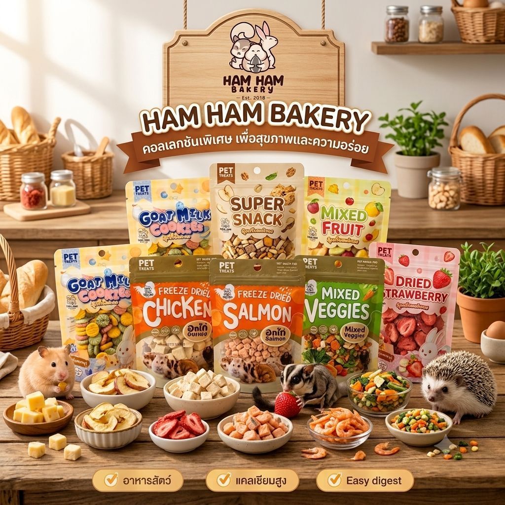 ham ham bakery ขนมสำหรับสัตว์เลี้ยง​หลากหลายรส​ อร่อยปลอดภัย​ ไม่มีน้ำตาลเเละเกลือ