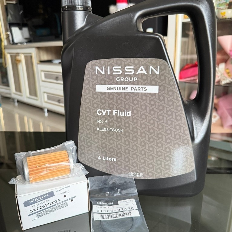 ครบชุด น้ำมันเกียร์ CVT NS-3 4L + กรอง +โอริง สำหรับ March ,Almera,Sylphy,x-trial (NISSAN แท้100%)