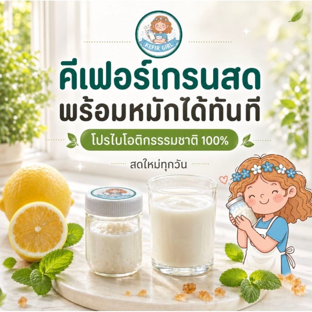 Milk Kefir Grains เม็ดคีเฟอร์นม , Thailand Common Type｜สายพันธุ์ทั่วไปในไทย ~ 8g