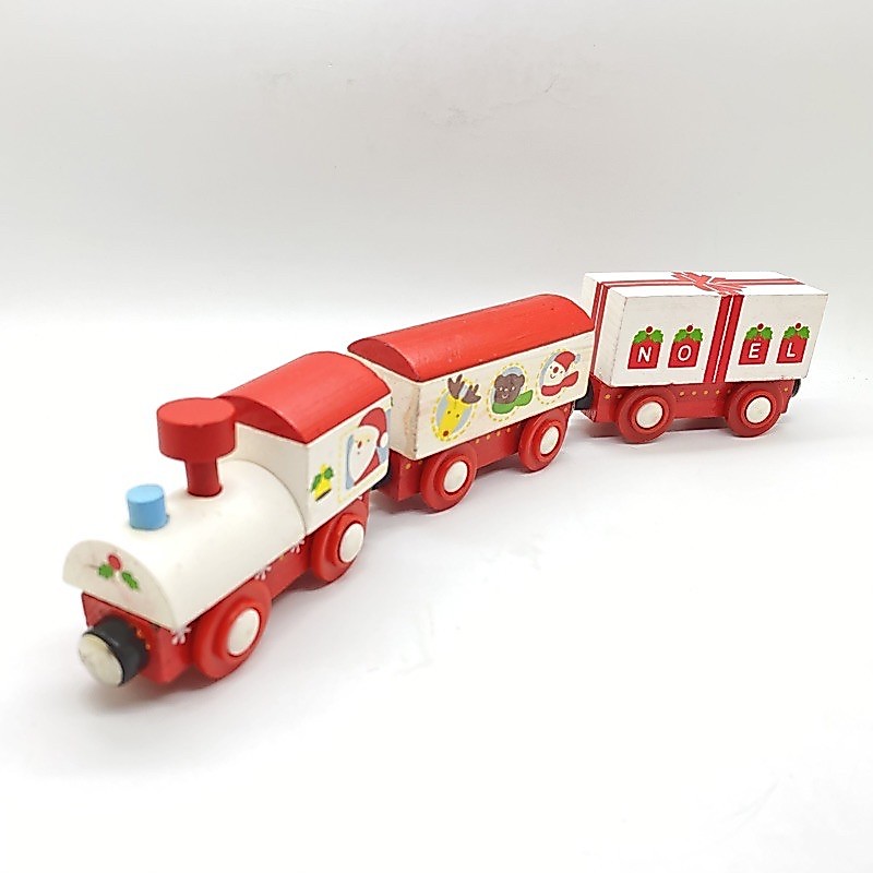 Kentoyshop ของเล่นรถไฟไม้แม่เหล็กซานต้า 🎅🚂🧲(ใช้กับรางไม้ IKEA ได้)