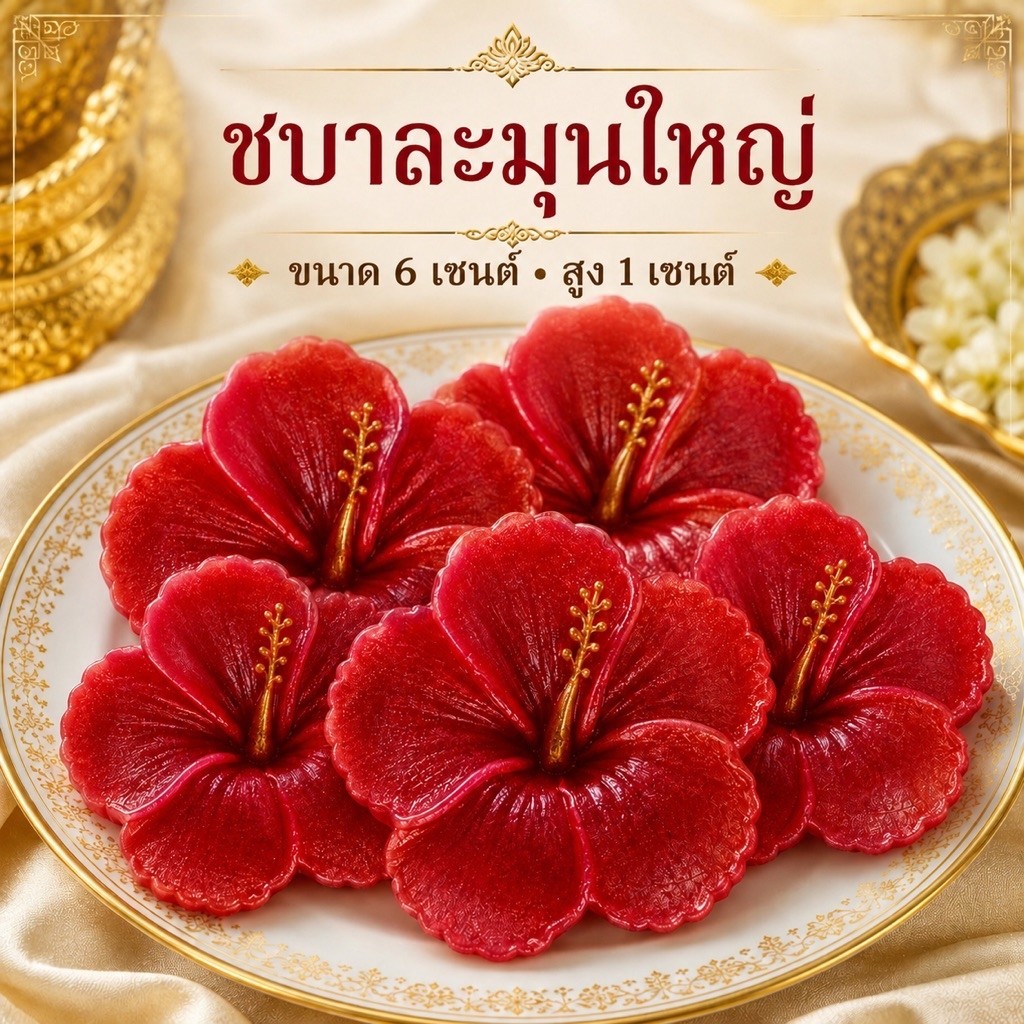 พิมพ์ชบาใหญ่ ขนมอาลัว ซิลิโคนเกรดพรีเมี่ยม