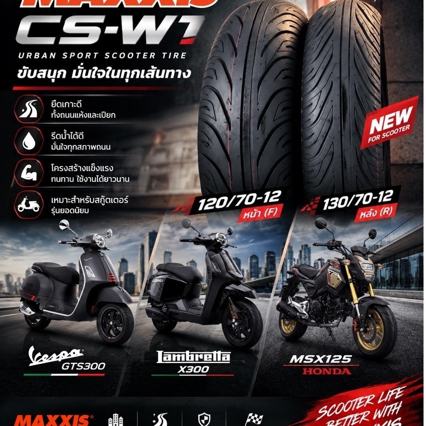 ยาง MAXXIS CS-W1Lembrettax300vespagts300msx125