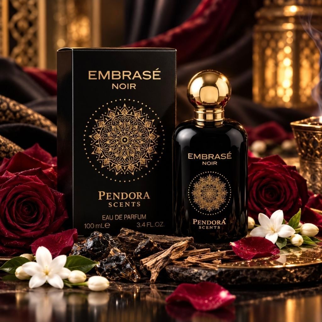 Embrasé Noir Sublime EDP Paris Corner 100 ml น้ำหอมสตรีสไตล์อาหรับ กลิ่นไม้กฤษณา กุหลาบ และหนัง