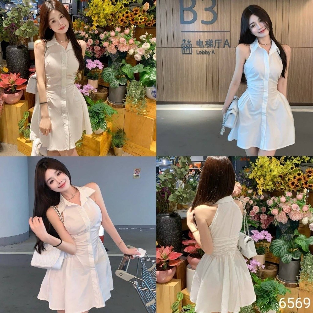 💗เดรสสั้นคอปก พร้อมส่ง M #mch6569