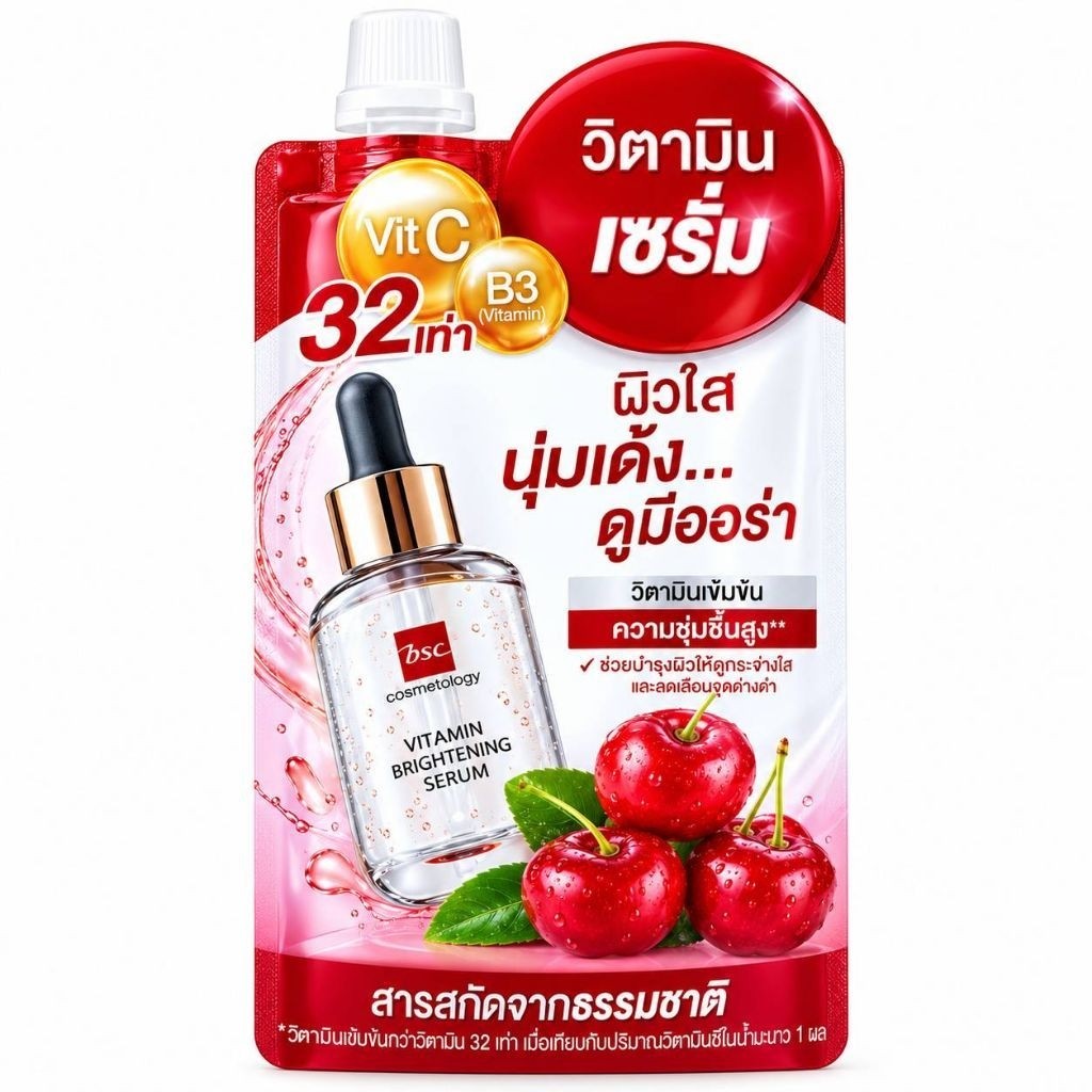 BSC บีเอสซี วิตามิน ไบรท์เทรนนิ่ง เซรั่ม  ( ซองเเดง)