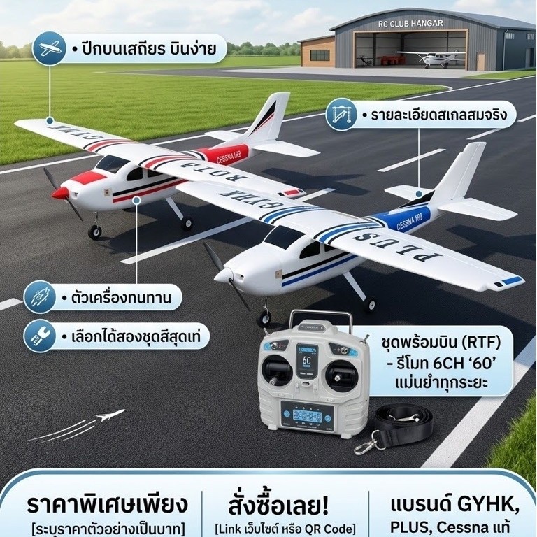 เครื่องบินบังคับcessna182 RC 1.20m