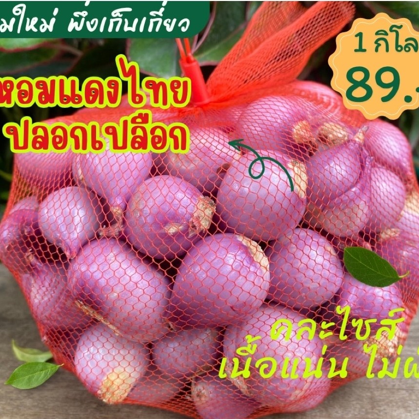 หอมแดง ปลอกเปลือก หอมแดงไทยปลอกเปลือก ตัดจุก 1 กก. [ส่งฟรี-มีโค้ดส่วนลด]