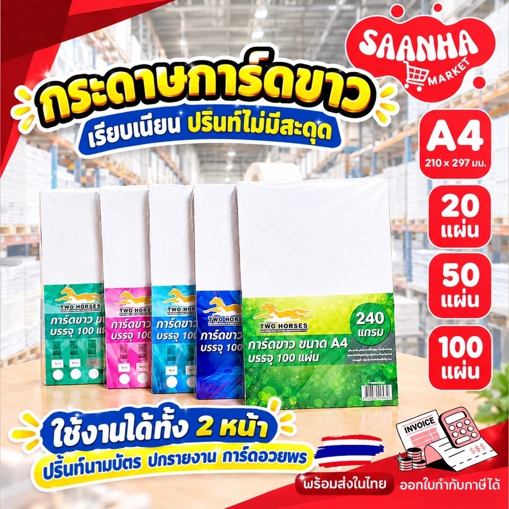 9.9(มีส่งด่วน) A4 กระดาษการ์ดขาว หนา120,150,180,210,240 แกรม การ์ดขาว 20,50,100 แผ่น ปกรายงาน นามบัตร กระดาษหนา