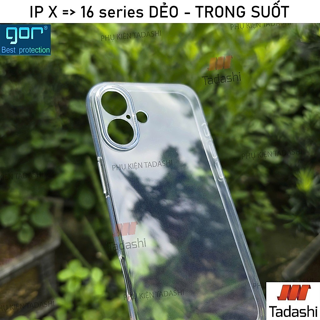 Gor Iphone 16 Plus/ 16/ 16 Pro Max/ 16 Pro, IP 15 Pro Max/ 13 Pro/ 12 Pro Max เคสใสพร้อมขอบป้องกันกล