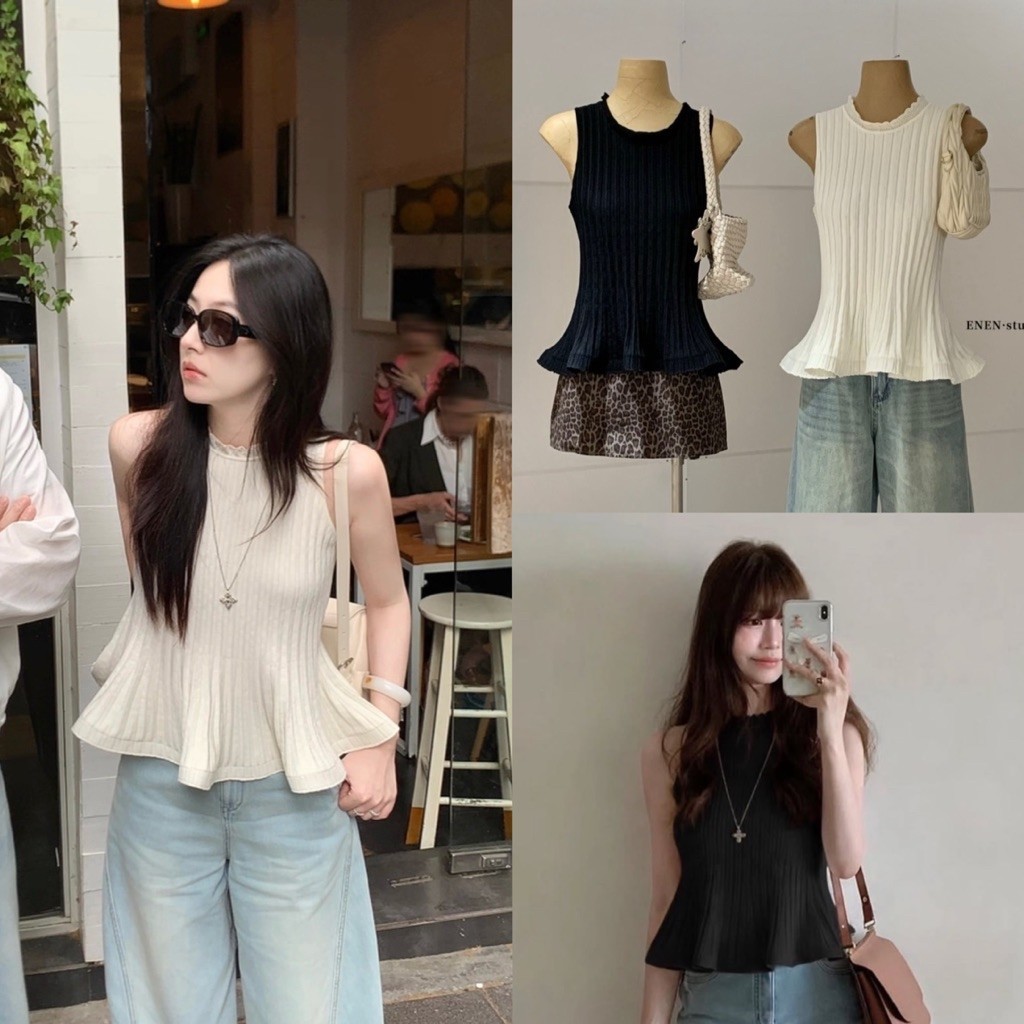 พร้อมส่ง 11073# เสื้อแขนกุด ผ้าร่อง เนื้อผ้าไหมพรม เนื้อผ้าดี งานสวย TAG:WG.WE