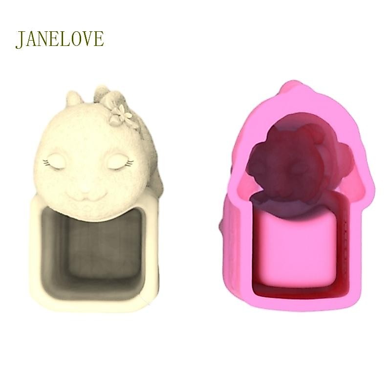 JLOVE กระต่ายน่ารักผู้ถือปากกา ซิลิโคน แม่พิมพ์สำหรับทำเครื่องประดับและใช้เป็นกระถางปลูก succulent