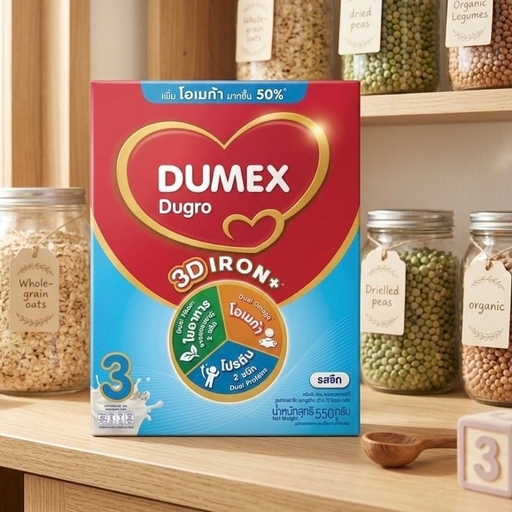 นมผง Dumex Dugro สูตร 3 550 กรัม สำหรับเด็ก 1 ปีขึ้นไป