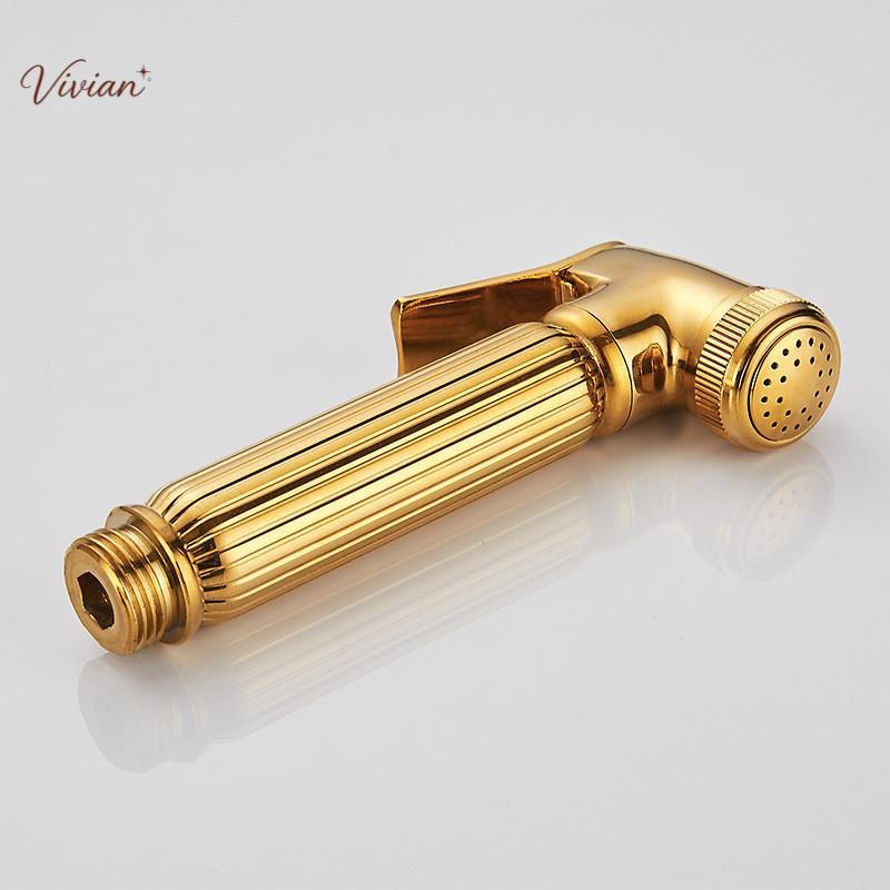 สีทอง Bidet Sprayer Bidet ก๊อกน้ําห้องน้ํามือสเปรย์ทองเหลืองห้องน้ํา Bidet Sprayer ทําความสะอาดด้วยต