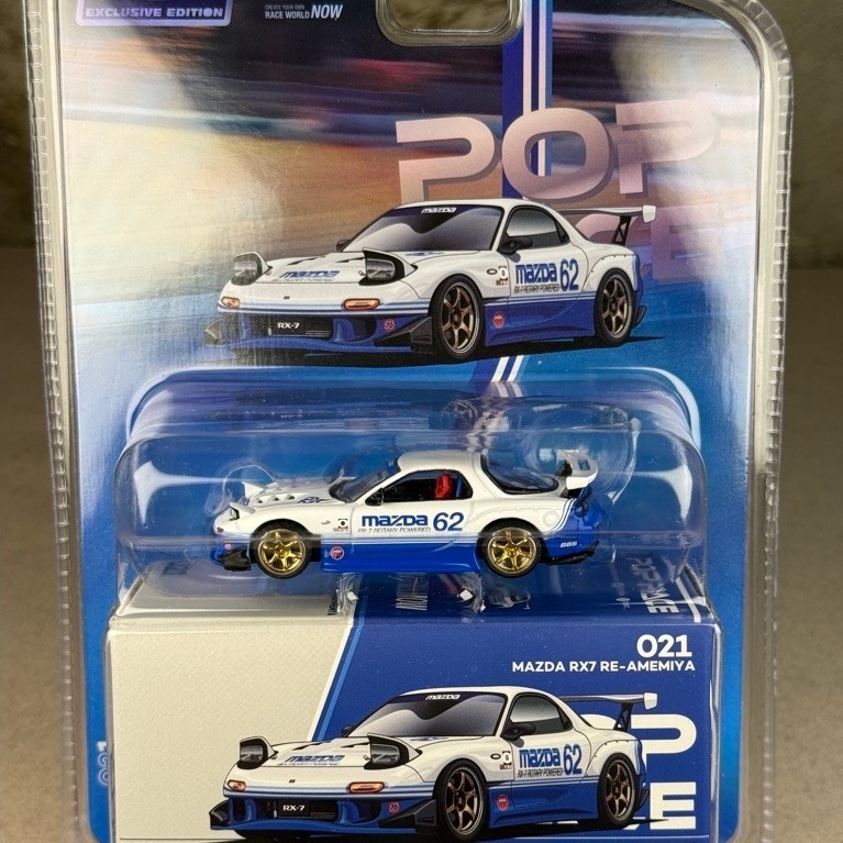 ✨Chase car Mazda RX7 RE-Amemiya #021 Scale 1:64 ยี่ห้อ Pop Race