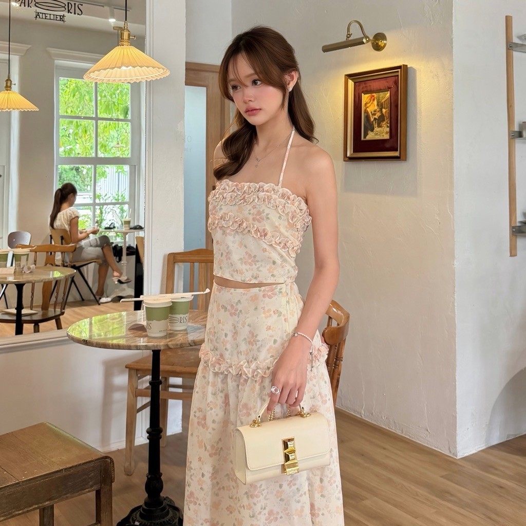 ส่ง 20sep🌸 shatamps meadow floral เซ็ตชีฟอง กระโปรงยาว
