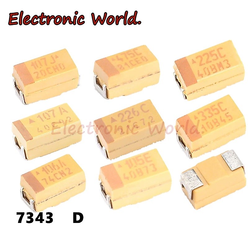 10 ชิ้น/เซ็ต D-Type Tantalum Capacitor 7343 10/22/33/47/100/220/330/470UF 10V 16V 25V 35V