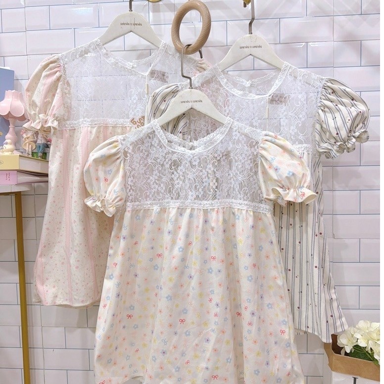 (อก36-44) •BP05เสื้อแฟชั่นผู้หญิงแขนตุ๊กตาด้านหน้าแต่งลูกไม้ ผ้านิ่มสวมใส่สบาย