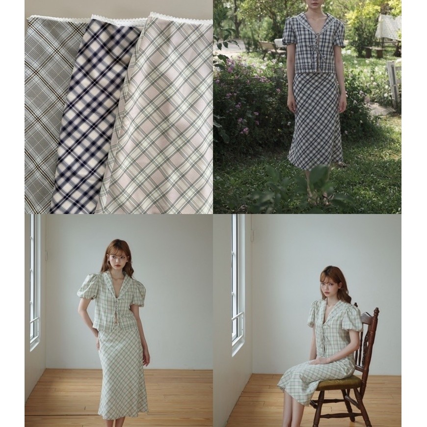 MIST OF RAIN - Ruby Skirt กระโปรงลาย Plaid&Gingham ความยาวคลุมน่อง