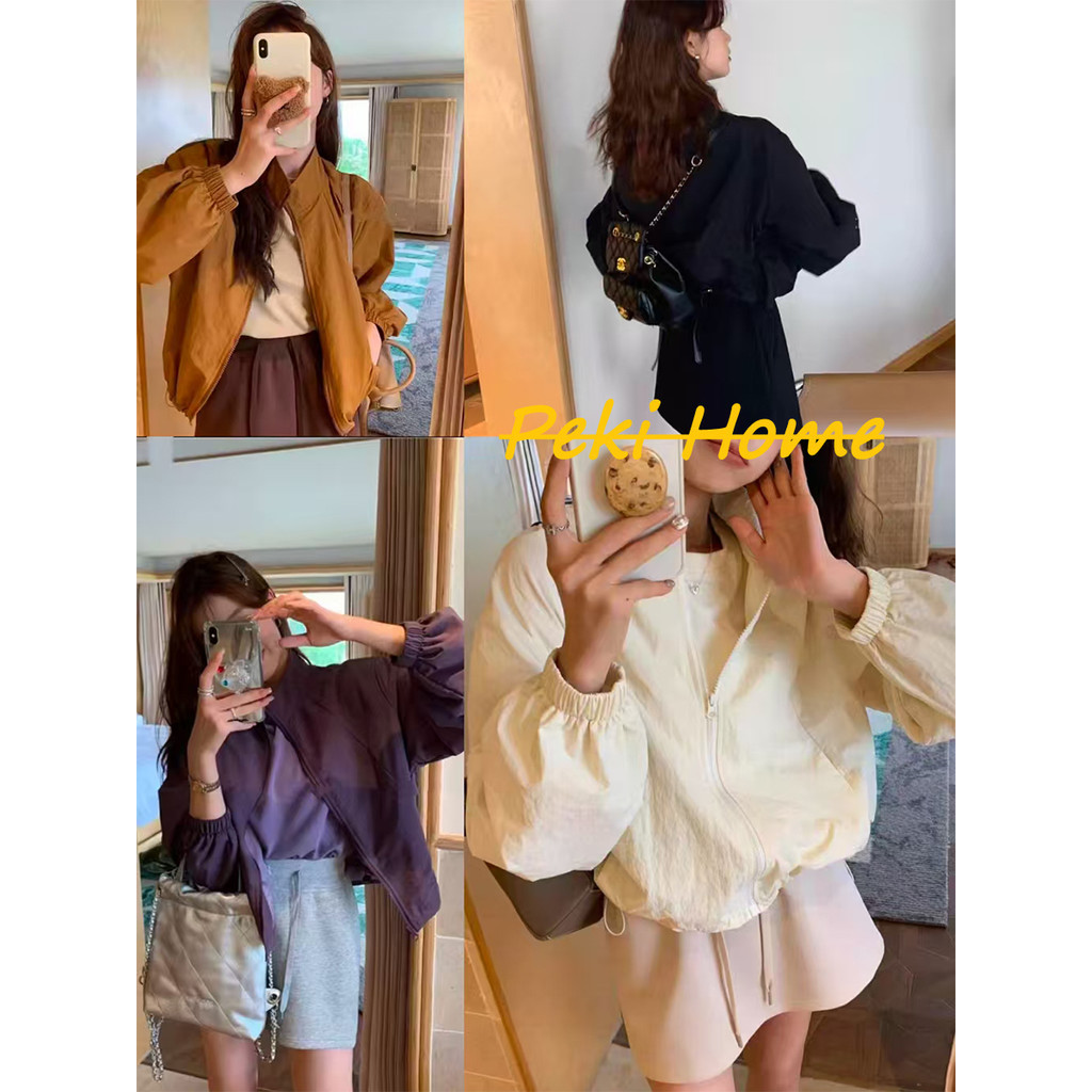เสื้อแจ็คเก็ตกันลมแขนยาว ทรงสั้น ใส่สบายรับลมหนาว