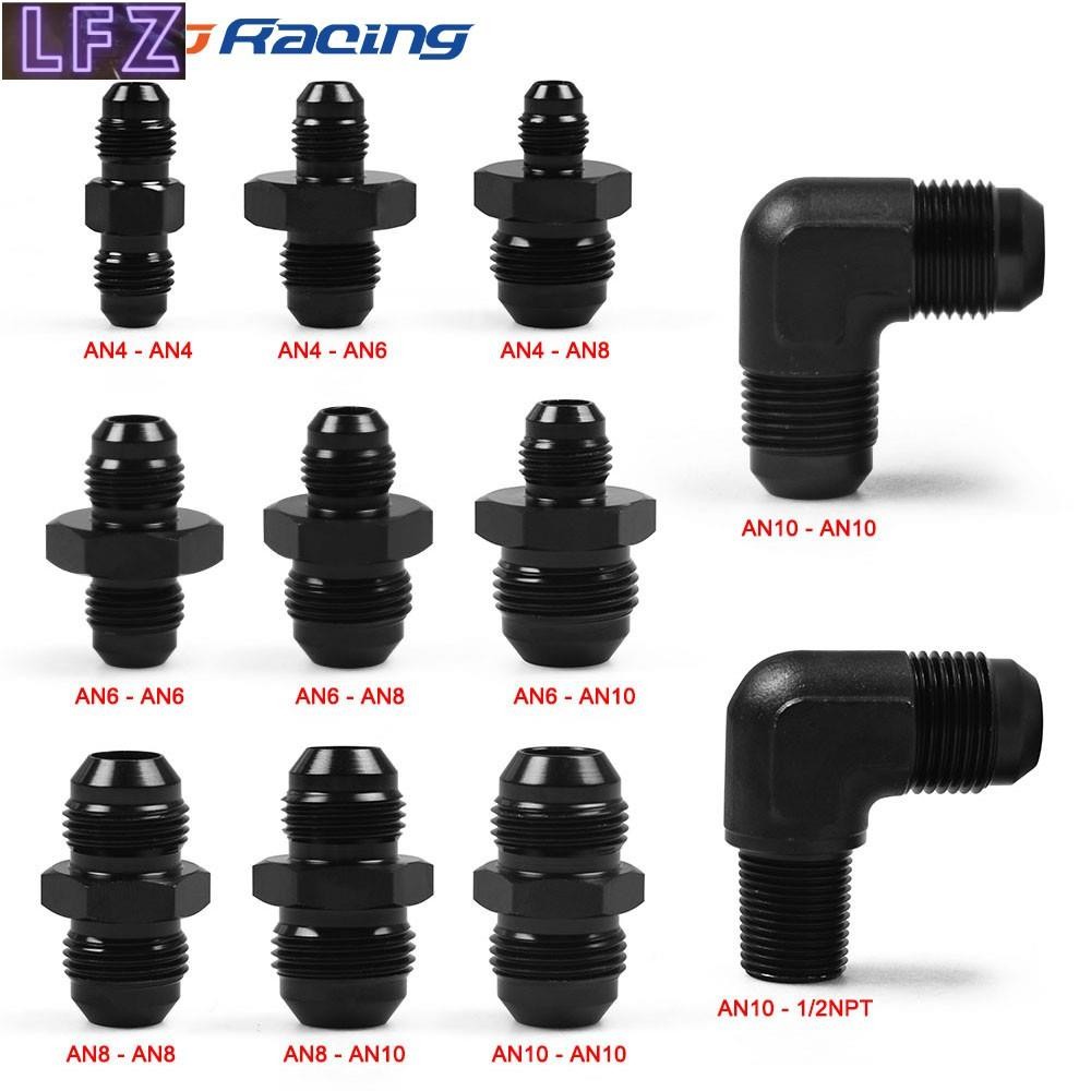 An4 An6 An8 An10 Male To An4 An6 An8 An10 Male Flare Union Coupler อะแดปเตอร์ท่อตรงสีดํา 90 องศา
