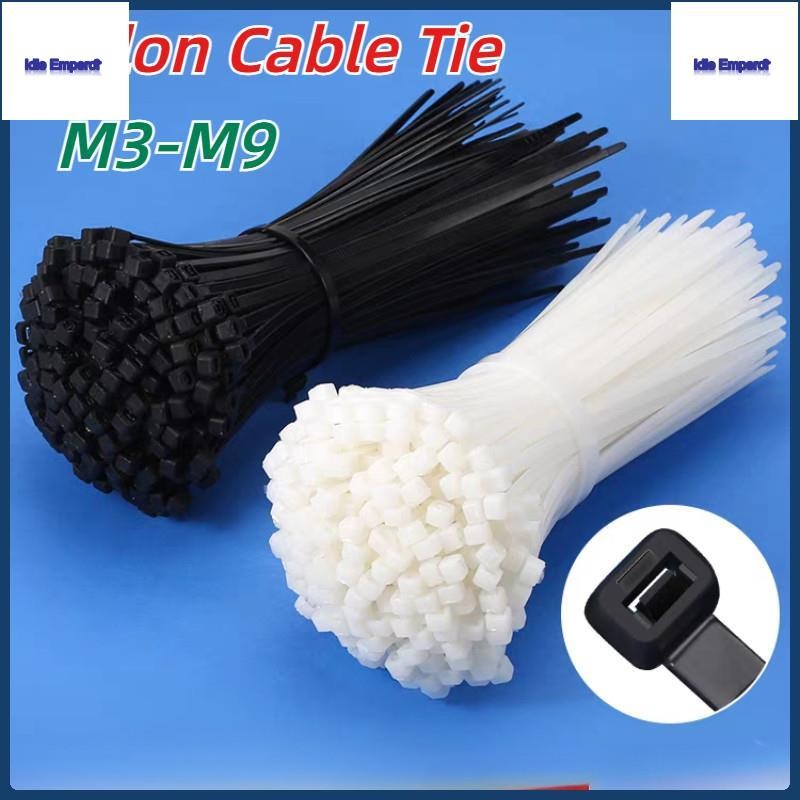 [mx] เคเบิ้ลไทร์ไนลอนสีดํา/สีขาว M3-M9 เคเบิ้ลไทร์ไนลอนแบบล็อคตัวเอง สายรัดพลาสติก