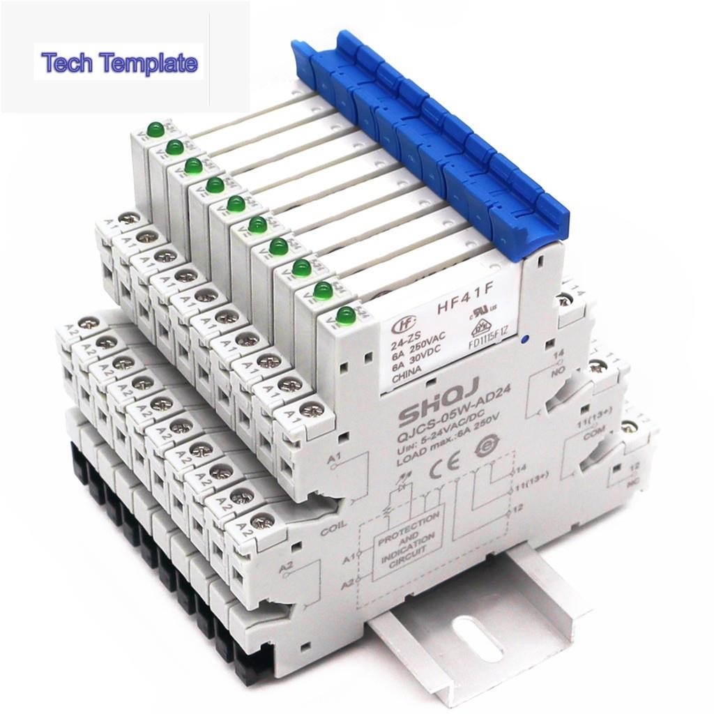 10pcs SHQJ 41F-1Z-C2-1 HF41F 24-ZS 12-ZS 5-ZS SPDT Ultra slim รีเลย์โมดูลสกรู Screwless 1CO 6A 5V 12
