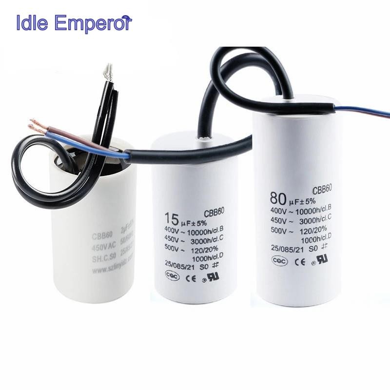 Cbb60 ตัวเก็บประจุสตาร์ท 5UF, 6UF, 8UF, 10UF, 12UF, 16UF, 18UF, 20UF, 25UF, 30UF, 35UF, 40UF, 45UF, 