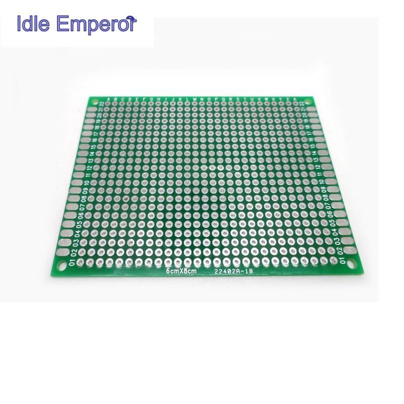 6 * 8 ซม.ด้านเดียวสเปรย์ดีบุก 1.6 หนา 2.54 Pitch Universal Board Universal Circuit Board Hole Board 