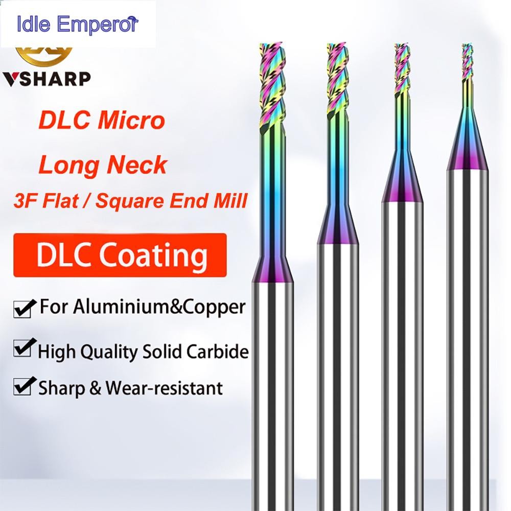 Dlc เคลือบทังสเตนคาร ์ ไบด ์ Micro ยาวคอ End Mill สีสันลึกตัด 3 ขลุ ่ ยเครื ่ องตัดสําหรับอลูมิเนียม