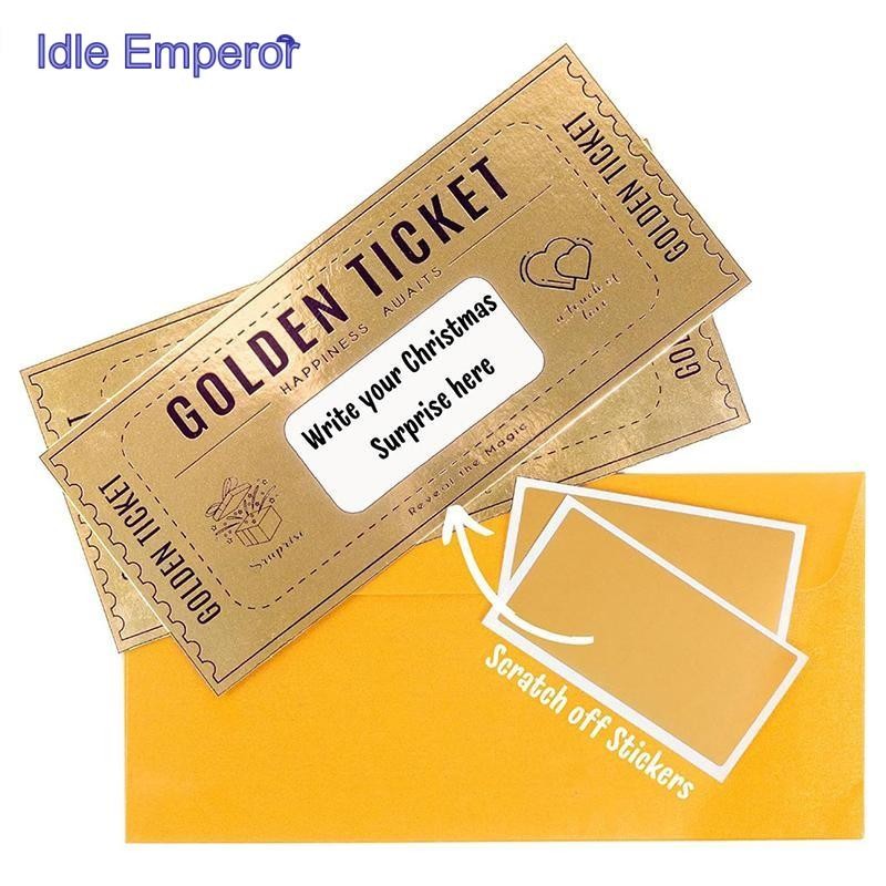 TAR 1 ชุด Deluxe Golden Ticket Surprise Scratch Off Card Christmas Surprise เปิดเผยการ์ด Scratch Off