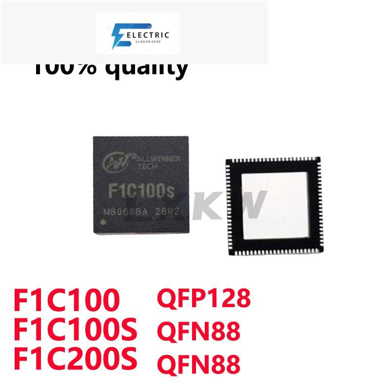 (1 ชิ้น) ใหม่ Original F1C100 F1C100S F1C200S QFN88 QFP128 ARM9 สถาปัตยกรรมชิปควบคุมหลักในสต็อก