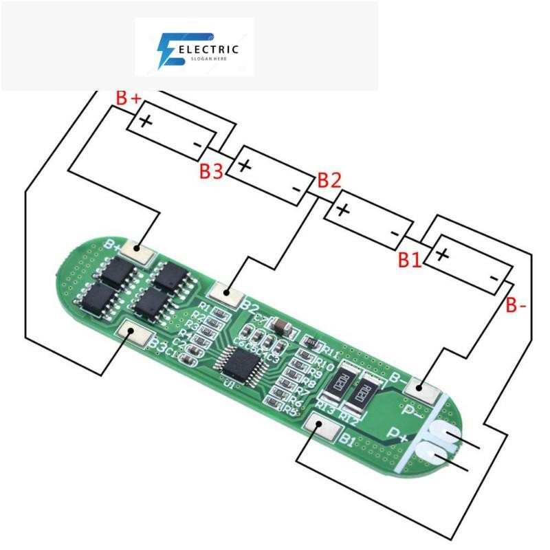 แผ่นบอร์ดโมดูลป้องกัน 4 ช่อง 4s 12 A 14.8 V 16.8 V 18650 Bms Pcm Pcb 4S 12A 14.8V 16.8V
