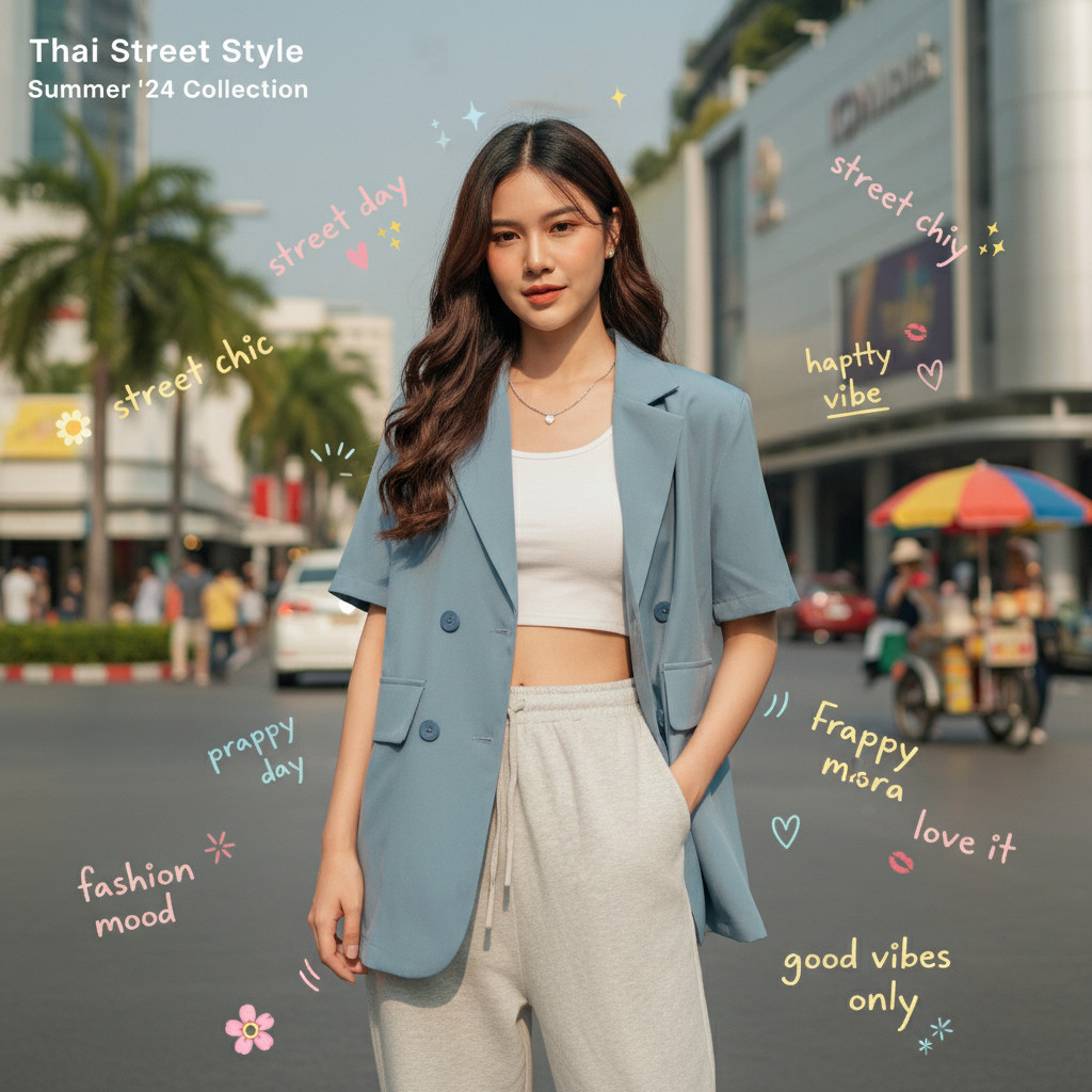 ꕥCatalog Fashionꕥ เสื้อสูทแฟชั่นสไตล์เกาหลี แขนสั้น ผ้าบางเบา 5 สี