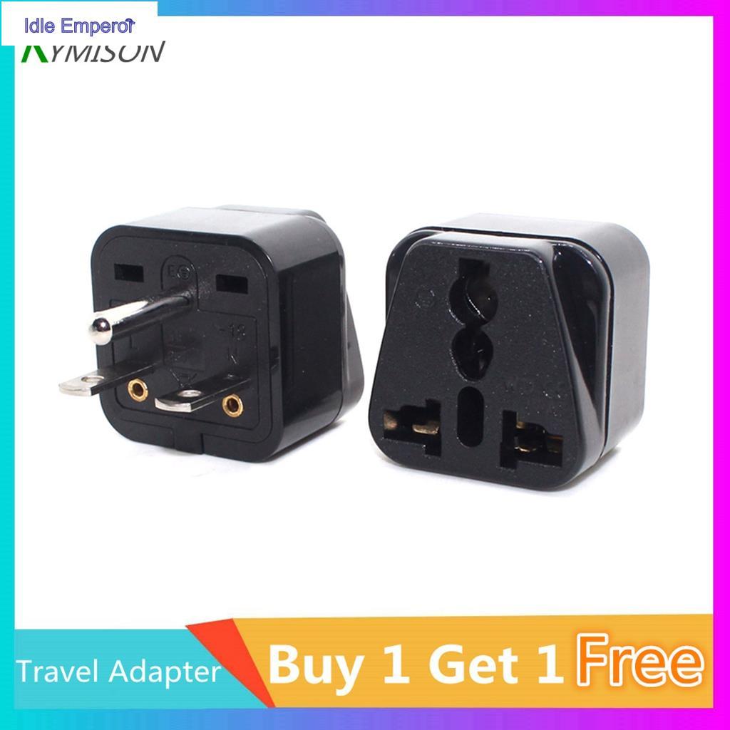 【ซื้อ 1 แถม 1】NEMA 6-15P อะแดปเตอร์ซ็อกเก็ต ทรงกลม แนวนอน 2 ปลั๊ก UK EU US AU China Japan สีดํา ขาว 