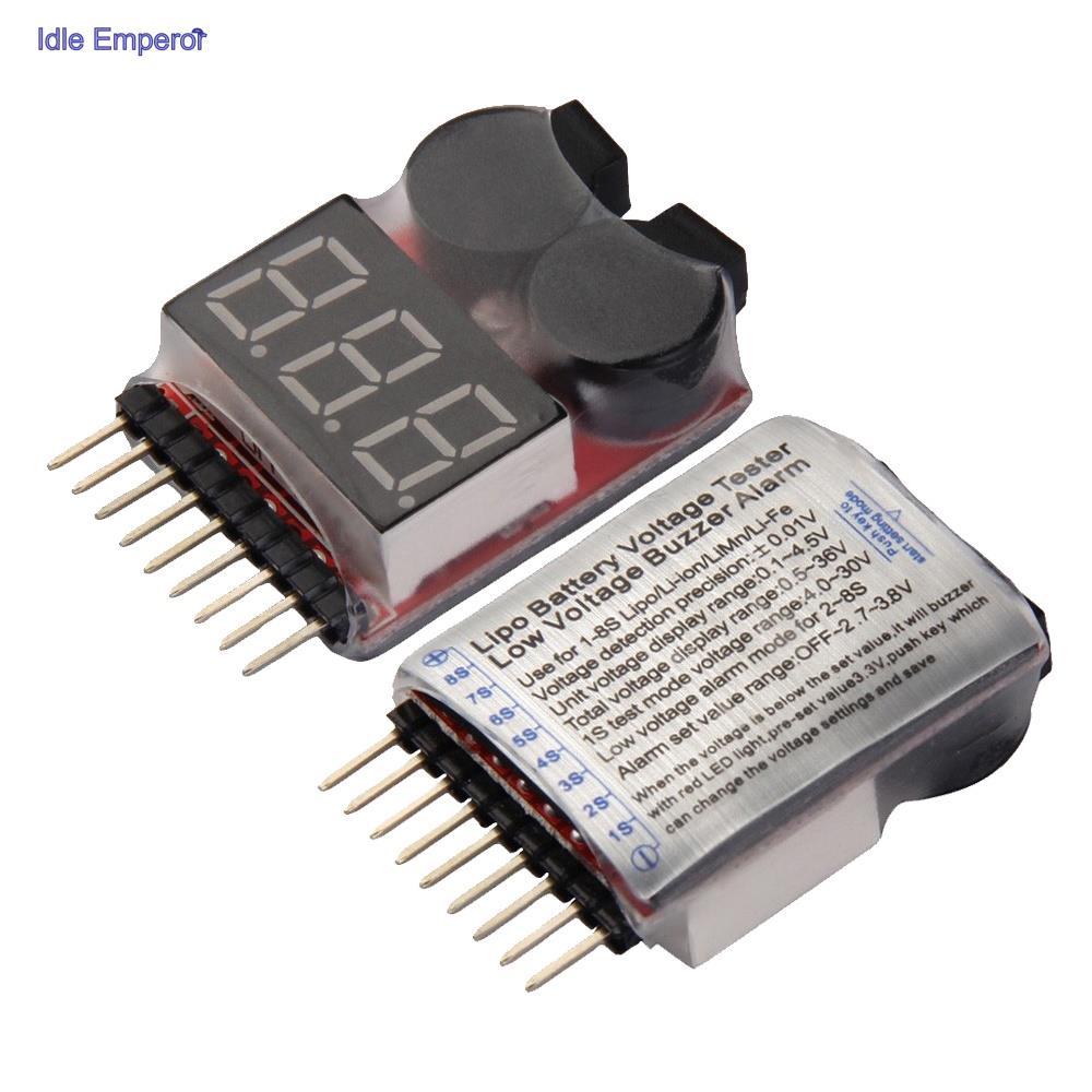 เครื่องทดสอบแรงดันไฟฟ้าแบตเตอรี่ 1-8S LED สําหรับ RC Lipo LiFe Li-ion LiMN 1 ชิ้น