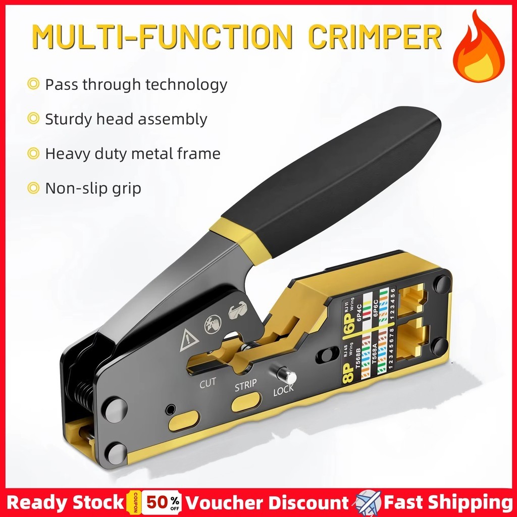[คลังสินค้าพร้อม] มัลติฟังก์ชั่น RJ45 8P/6P Crimp TOOL เครือข่ายผ่าน Ethernet CRIMPING TOOL สําหรับ 
