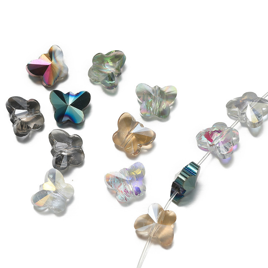 St. kunkka 10 ชิ้น คริสตัลผีเสื้อลูกปัด ลูกปัดคริสตัล AB สําหรับ DIY สร้อยข้อมือสร้อยคอทํา