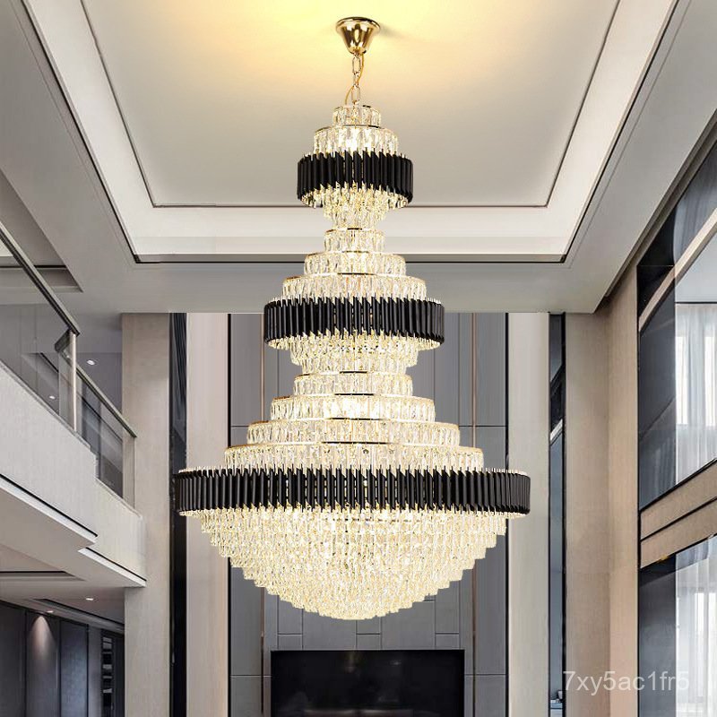 Postmodern Living Room Light Luxury Crystal Chandelier Duplex Villa Hotel Lobby Light Round Lobby St