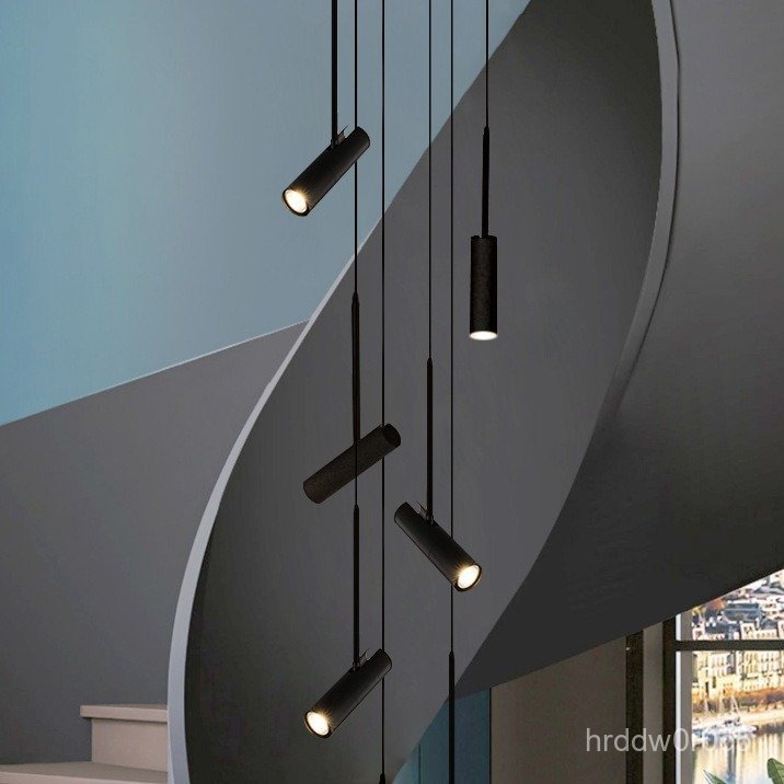Villa B&B Hotel Clubhouse Shop Staircase Chandelier loft Duplex spiral staircase long pendant light 
