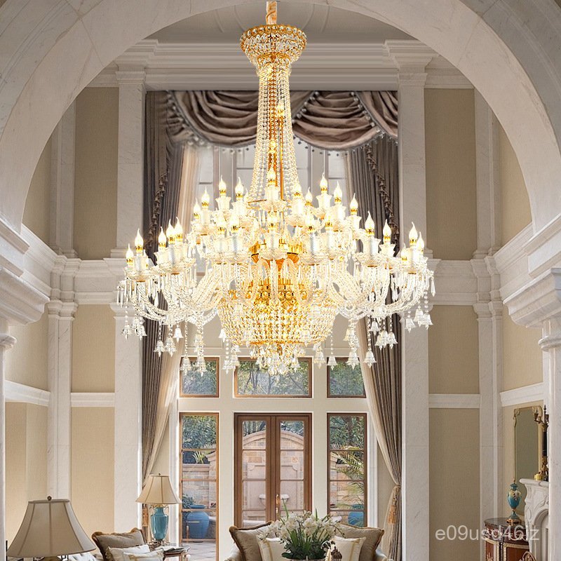 New French Cream Style Chandelier European Wedding Crystal Lamp Living Room Bedroom Villa Duplex Lux