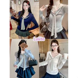 ส่งจากไทยทุกวัน เสื้อยืดแขนยาวผู้หญิง สีพื้น น่ารักๆ สไตล์เก…