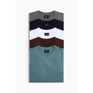 H&M(เอชแอนด์เอ็ม) แพ็ค 5 ตัว เสื้อยืด Regular Fit Men 5-pack…