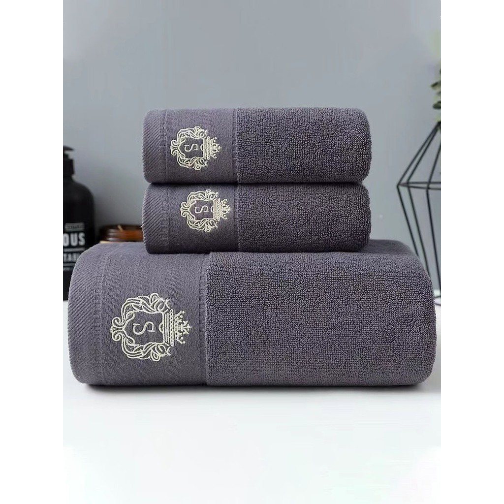 ผ้าเช็ดตัวไซส์ใหญ่พิเศษ โลโก้สีทอง ผ้าCotton 100% ขนาด70x140 Cm ซับน้ำดี ขนไม่หลุด ผ้าหนานุ่มสบาย