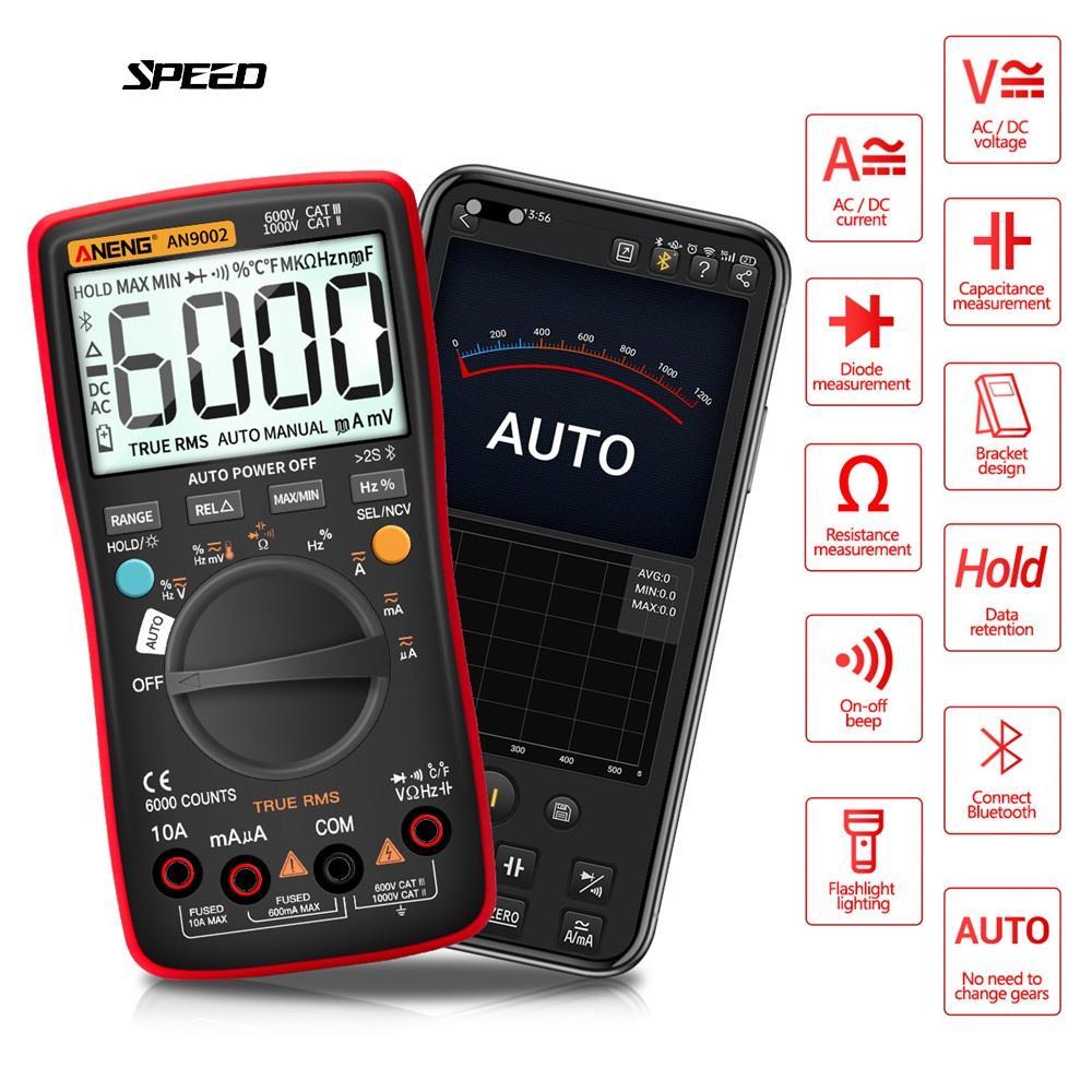 PMH-AN9002 เครื่องมัลติมิเตอร์ดิจิทัล บลูทูธ 6000 RMS AC DC วัดแรงดันไฟฟ้าอัตโนมัติ