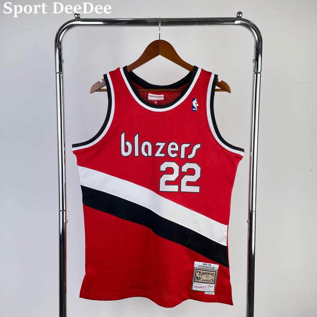 Hot Press JERSEY Mens Portland Trail Blazers Clyde Drexler 1983-84 Mitchell Ness ไม้เนื้อแข็ง Classi