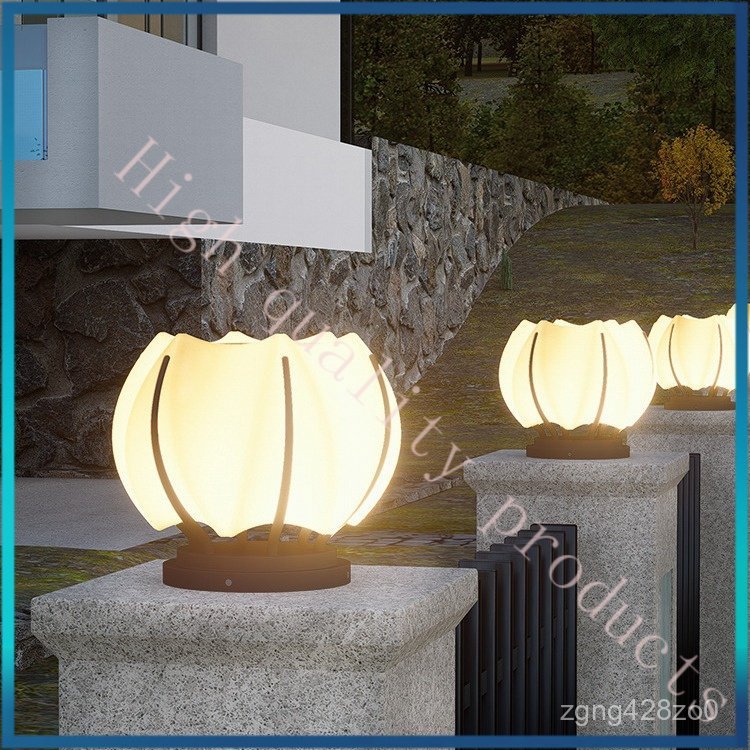Solar Lotus Courtyard Wall Pillar Head Lamp Pillar Door Pillar Lamp Gate Lamp Garden Villa Courtyard